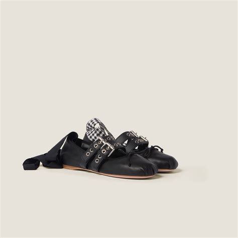 miu miu ballerinas nappa|Black Nappa And Calf Leather Ballerinas .